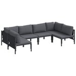 vidaXL Ensemble de canapé de jardin avec coussin 6 Pièces Noir Acier
