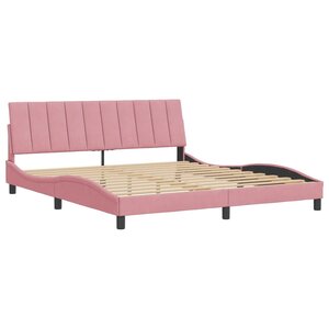 vidaXL Cadre de lit avec tête de lit Rose 180x200 cm Velours
