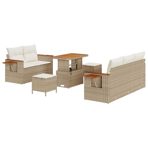 vidaXL Ensemble de canapé de jardin 8 Pièces Beige Poly rotin