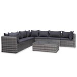 vidaXL Salon de jardin 9 Pièces avec coussins Résine tressée Gris