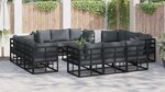 vidaXL Ensemble de canapé de jardin 13 Pièces Noir 70 x 70 x 32 cm