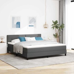 vidaXL Lit à ressorts avec matelas Gris foncé 180 x 200 cm tissu
