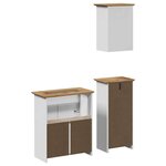 vidaXL Meubles de salle de bain 3Pièces BODO blanc marron bois pin massif