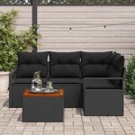 vidaXL Ensemble de canapé de jardin avec coussin 5 Pièces Noir Poly rotin