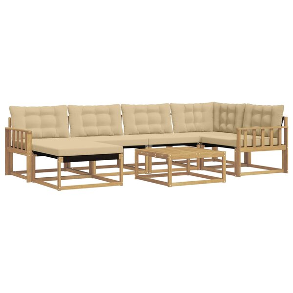 vidaXL Ensemble de canapés d'extérieur 7 Pièces Blanc et Beige