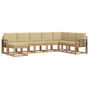 vidaXL Ensemble de canapés d'extérieur 8 pc Blanc et Beige