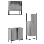 vidaXL Ensemble de meubles de salle de bain 3 Pièces Sonoma gris