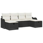 vidaXL Ensemble de canapé de jardin avec coussin 6 Pièces Noir et crème