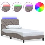 vidaXL Cadre de lit avec LED sans matelas taupe 100x200 cm tissu
