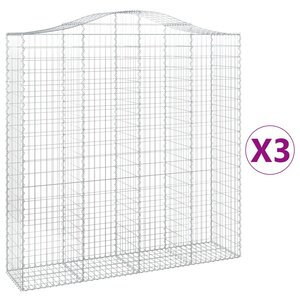vidaXL Paniers à gabions arqués 3 Pièces 200x50x200/220 cm Fer galvanisé