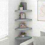 vidaXL Étagères d'angle flottantes 4 Pièces gris 35x35x3 8 cm MDF