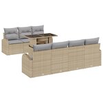 vidaXL Canapé de jardin 8 pièces avec coussins beige en rattan synthétique.