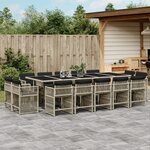 vidaXL Ensemble à manger de jardin et coussins 15 Pièces gris clair rotin