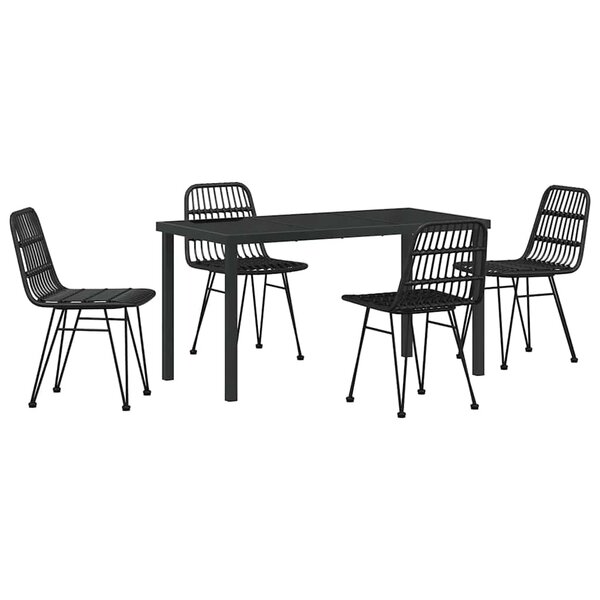 vidaXL Ensemble de salle à manger pour jardin 5 Pièces Noir Poly rotin