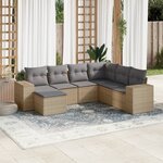 vidaXL Salon de jardin avec coussins 7 Pièces beige résine tressée