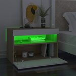 vidaXL Tables de chevet à LED 2 Pièces blanc et chêne sonoma 60x35x40 cm