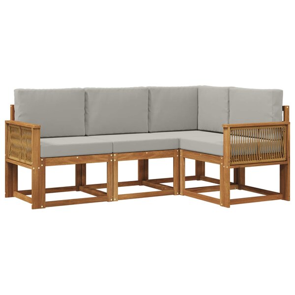vidaXL Ensemble de canapés d'extérieur 4 pc Naturel et gris clair