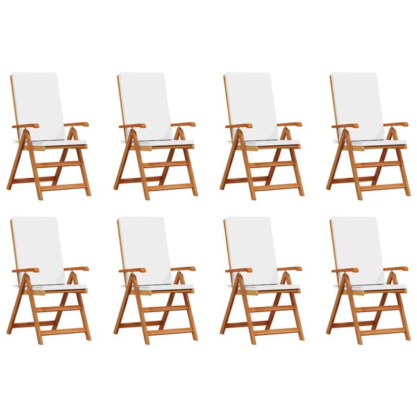 vidaXL Chaise de jardin 8 pc Marron et blanc Bois de teck massif