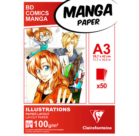 Manga bloc Illustrations A3 50F 100g CLAIREFONTAINE
