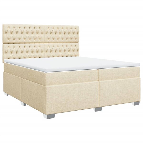 vidaXL Sommier à lattes de lit avec matelas Crème 200x200 cm Tissu