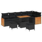 vidaXL Ensemble de canapé de jardin avec coussin 9 Pièces Noir