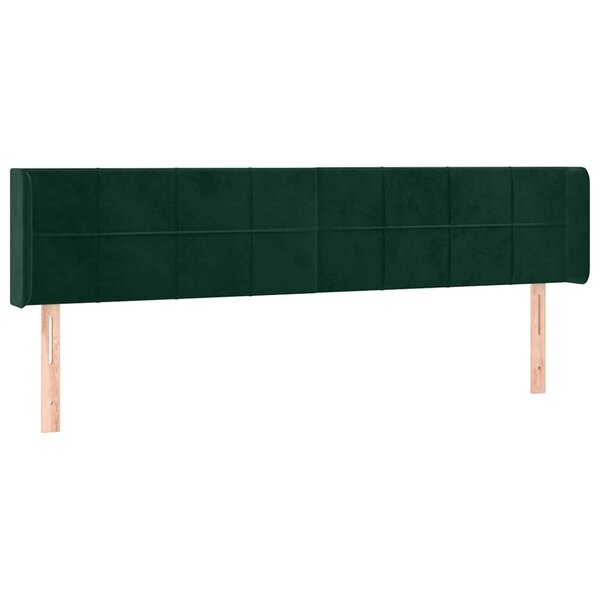 vidaXL Tête de lit avec oreilles Vert foncé 163x16x78/88 cm Velours