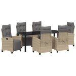 vidaXL Ensemble de salle à manger pour jardin 7 pc Beige polyrotin