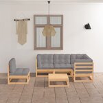 vidaXL Salon de jardin 6 Pièces avec coussins Bois de pin massif