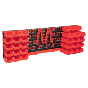 vidaXL Kit de bacs de stockage et panneaux muraux 80 Pièces Rouge et noir