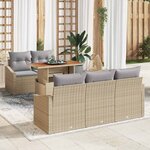 vidaXL Ensemble de canapé de jardin 6 Pièces Beige Poly rotin