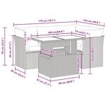 vidaXL Salon de jardin 5 Pièces avec coussins gris résine tressée