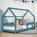 Lit cabane enfant TERY 80 x 160 vert pétrole