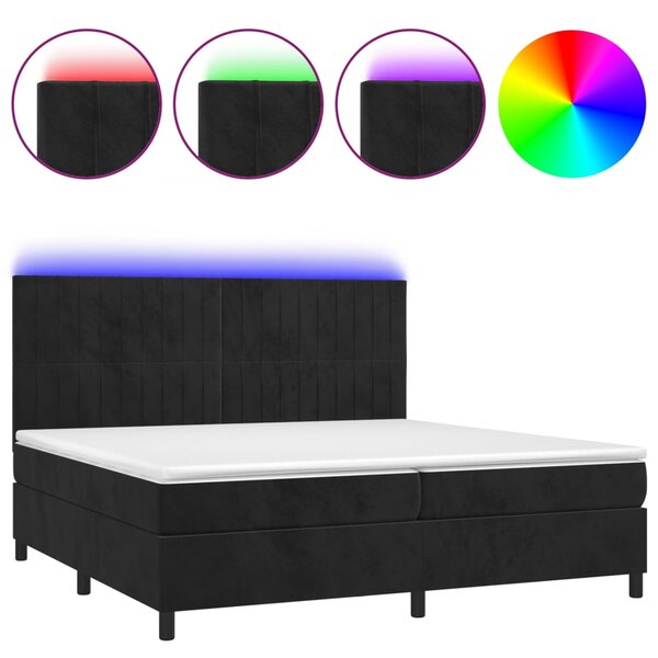 vidaXL Sommier à lattes de lit matelas et LED Noir 200x200 cm Velours