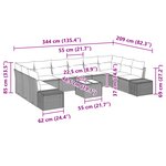 vidaXL Ensemble de Canapé de Jardin 11 Pièces avec Coussins en Rattan Poly Noir