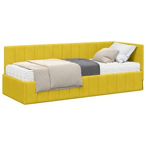 vidaXL Cadre de lit d'angle avec matelas 2 Pièces Jaune Velours