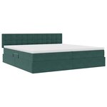 vidaXL Lit de rangement LED avec matelas Vert foncé 200 x 200 cm
