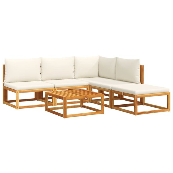vidaXL Salon de jardin avec coussins 6 Pièces bois d'acacia solide