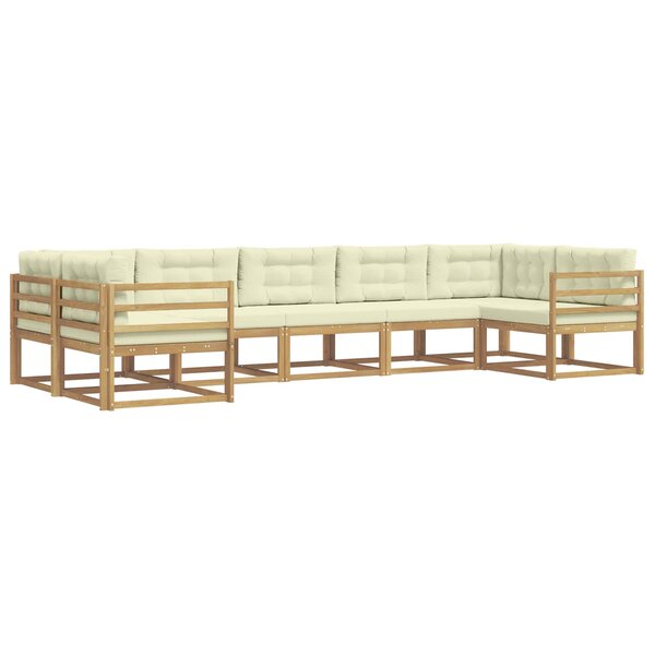 vidaXL Ensemble de canapés d'extérieur 7 Pièces Blanc et crème