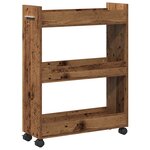Cabinet roulant en bois ancien 60x22x79 cm en bois reconstitué