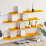 vidaXL Étagère flottante 4 Pièces Jaune moutarde 100 x 18 x 2 5 cm Acier
