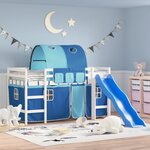vidaXL Lit mezzanine enfants avec tunnel sans matelas bleu 90x190 cm