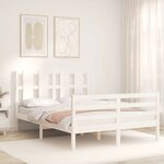 vidaXL Cadre de lit sans matelas blanc bois massif