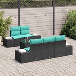 vidaXL Ensemble de canapé de jardin avec coussin 6 Pièces Noir polyrotin