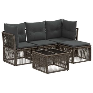 vidaXL Ensemble de canapé de jardin 5 Pièces Gris polyrotin
