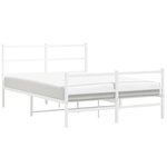 vidaXL Cadre de lit métal avec tête de lit/pied de lit blanc 135x190cm