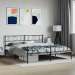 vidaXL Cadre de lit métal avec tête de lit/pied de lit noir 200x200 cm