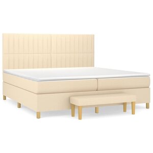 vidaXL Sommier à lattes de lit avec matelas Crème 200x200 cm Tissu