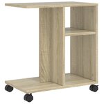 vidaXL Table d'appoint avec roues chêne sonoma bois d'ingénierie