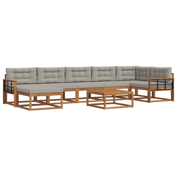 vidaXL Ensemble de canapés d'extérieur 8 Pièces Gris Naturel et Clair