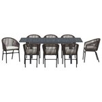 vidaXL Ensemble de salle à manger pour jardin 9 pc Marron polyrotin